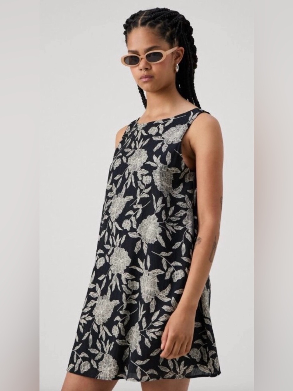 Abercrombie & Fitch Black Floral A-Line Mini Dress